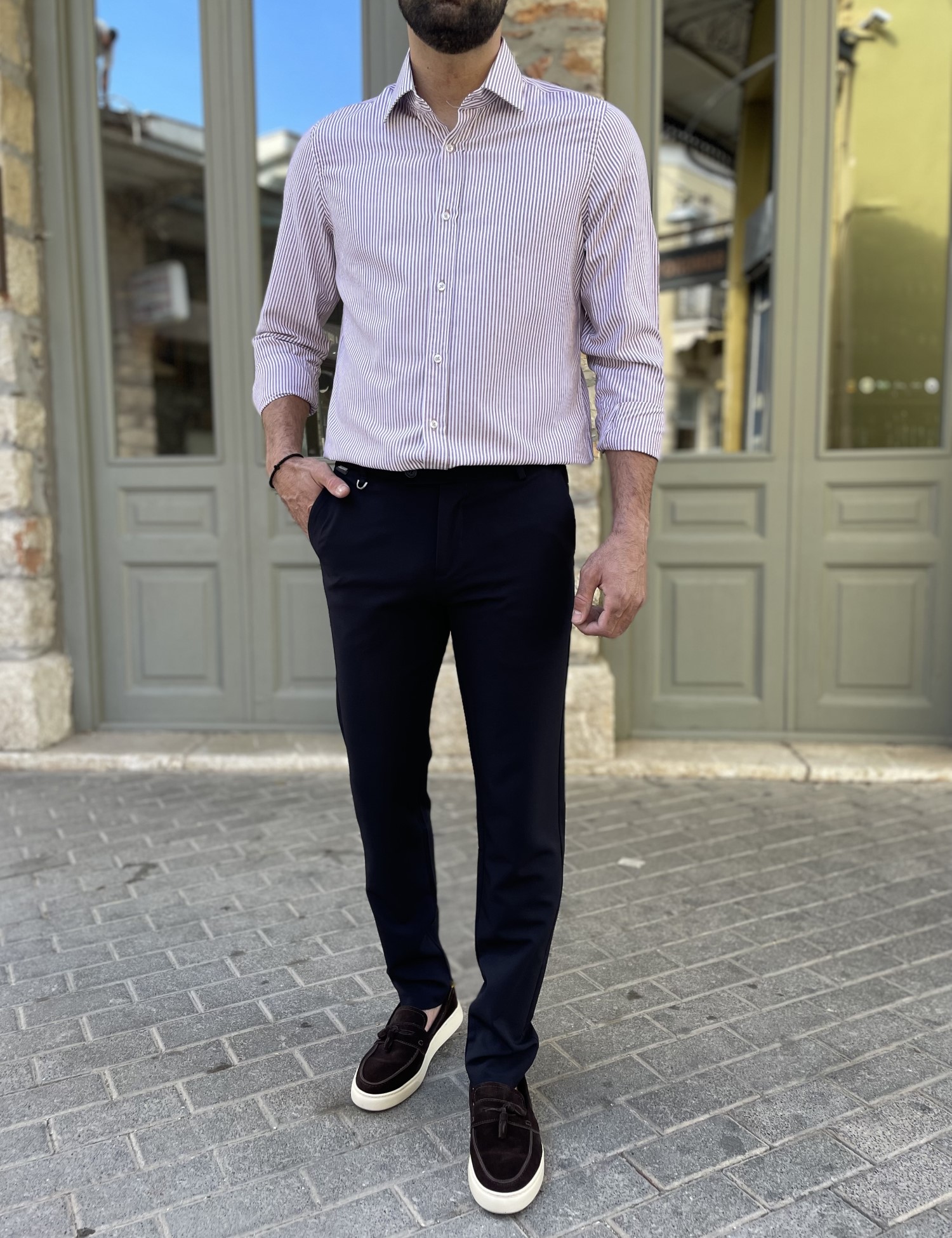 Joggermen ανδρικό μπλε υφασμάτινο παντελόνι 2014B φωτογραφία